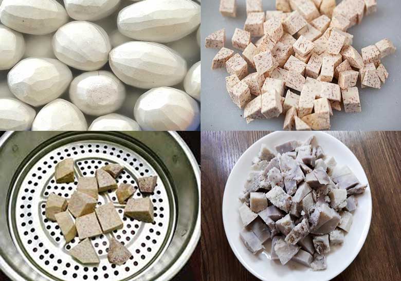 Cách làm trà sữa khoai môn tươi sơ chế và luộc khoai môn