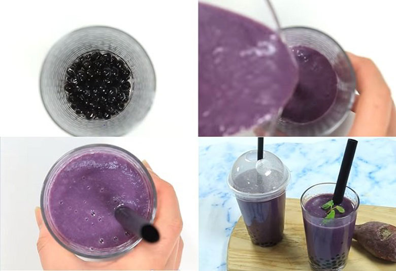 Thưởng thức ly trà sữa khoai lang tím 