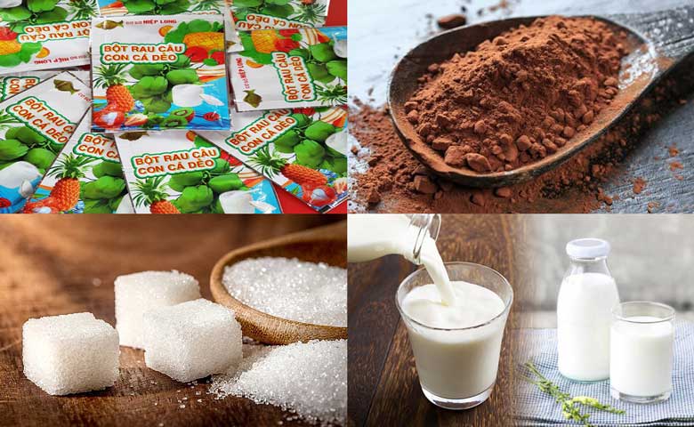 Cách làm thạch socola trà sữa bằng thạch rau câu dùng nguyên liệu sau