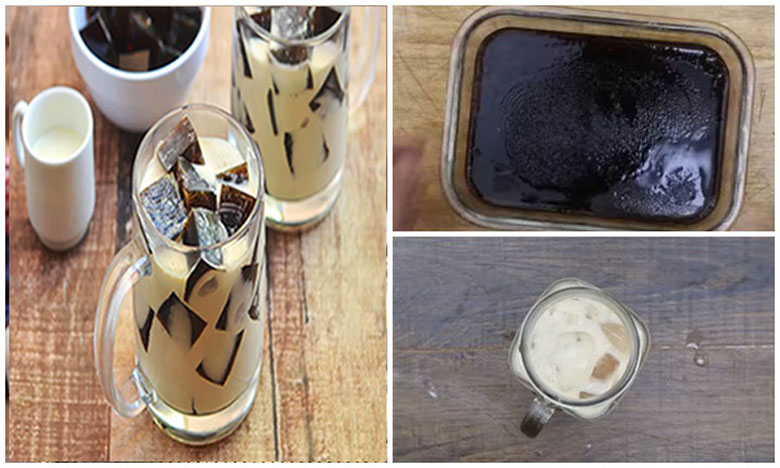 Ly thạch socola trà sữa bằng thạch rau câu mát lạnh