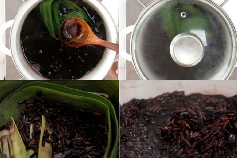 Cách nấu chè nếp cẩm sữa chua: Nấu nếp cẩm