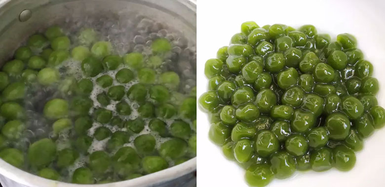 Cách làm trân châu matcha mang hạt trân châu matcha đem đi luộc