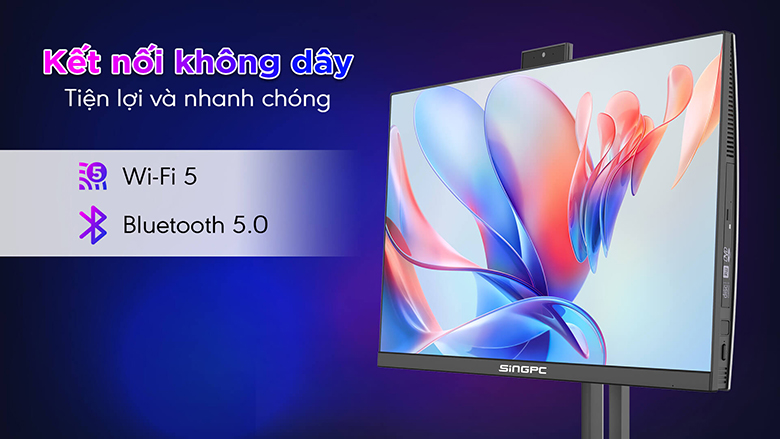Máy tính All In One SingPC M24Ei31282-W có kết nối wifi