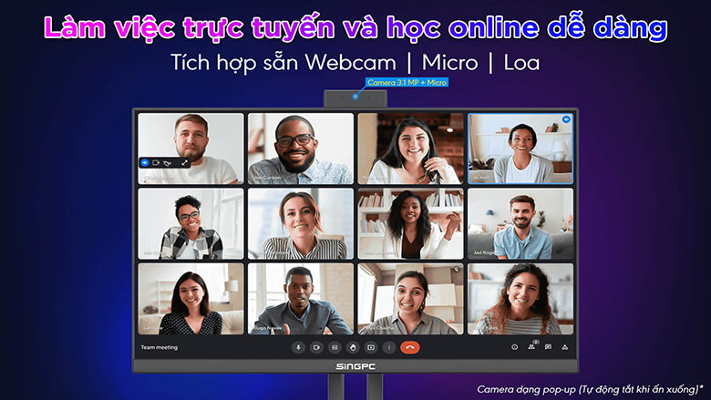 Máy tính All In One SingPC M24EI31282-W tích  hợp webcam