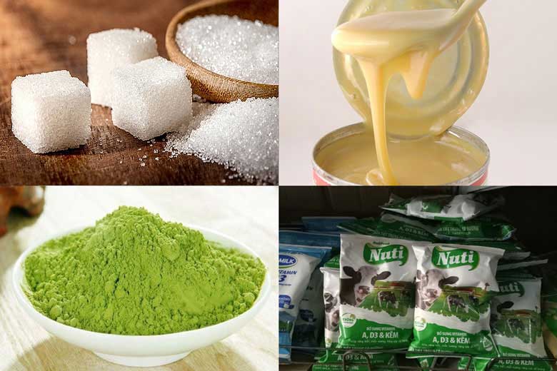 Trà sữa matcha trân châu làm trà sữa matcha chuẩn bị đầy đủ nguyên liệu