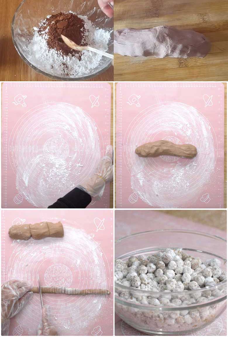 Sữa tươi kem trứng trân châu đường đen cần bước nhào nặn bột trân châu đường đen