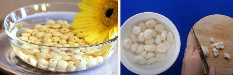 Cách nấu chè củ năng hạt sen: Sơ chế nguyên liệu