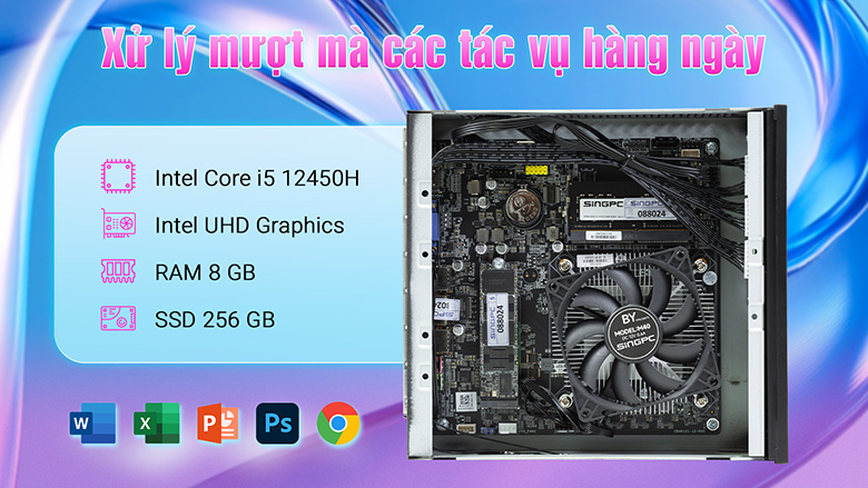 Máy tính để bàn Mini ITX SingPC I51245H82-W hiệu năng mạnh mẽ