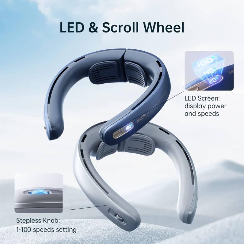 Quạt đeo cổ cao cấp Jisulife Pro1 18W 5000mAh Xám J3573 -Đa năng và tiện ích