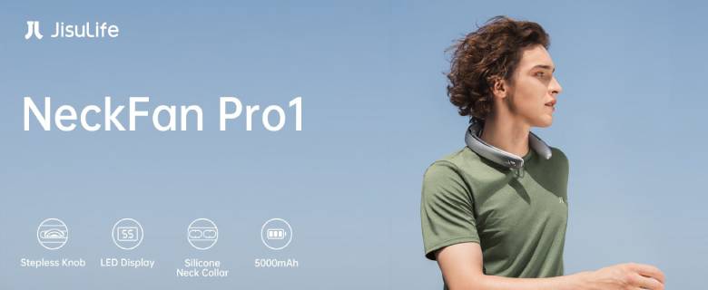 Quạt đeo cổ cao cấp Jisulife Pro1 18W 5000mAh Xám J3573