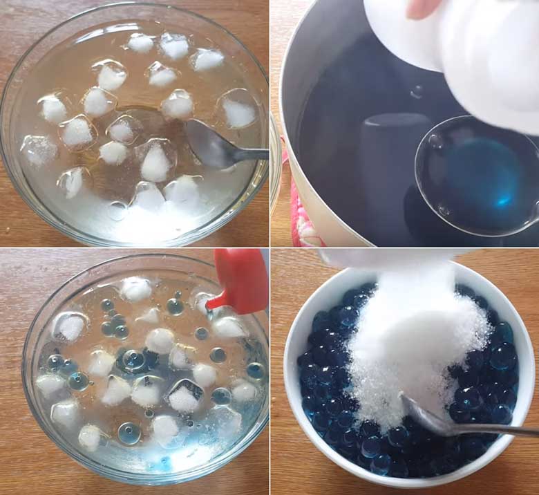 Cách làm trân châu đậu biếc khô bột rau câu thực hiện đơn giản