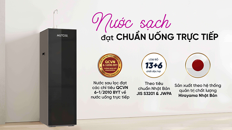 Máy lọc nước RO Mutosi MP-S96 nước đạt chuẩn khi cấp phép