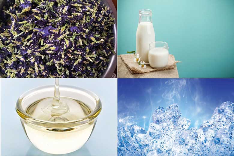 Cách làm sữa tươi hoa đậu biếc gồm nguyên liệu sau