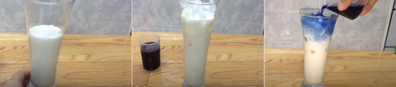 Cách làm sữa hoa đậu biếc thực hiện phương thức pha như sau