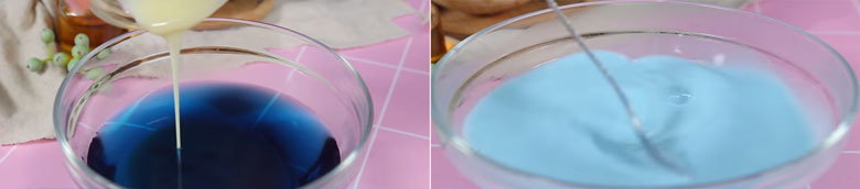 Sữa tươi trân châu đường đen hoa đậu biếc pha nước hoa đậu biếc với sữa đặc