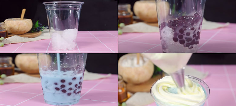 Công thức pha sữa tươi trân châu đường đen hoa đậu biếc