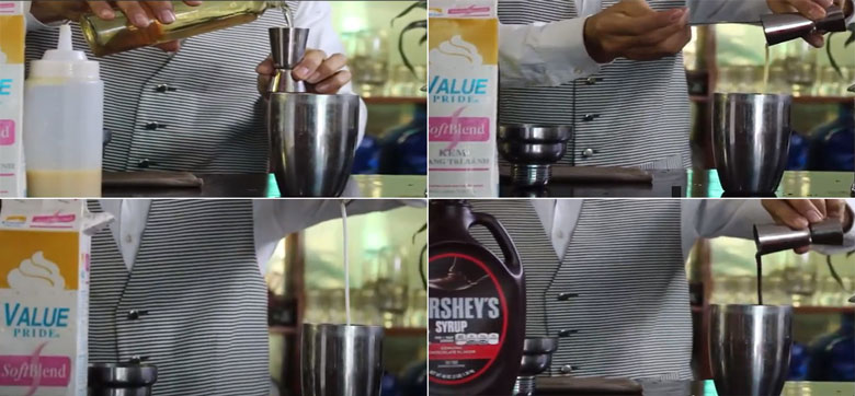 Cách làm trà sữa vị socola với các nguyên liệu nước đường, sữa đặc, Whipping Cream, nước sốt chocolate