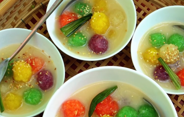 Cách nấu chè khoai mì ngũ sắc: thành phẩm