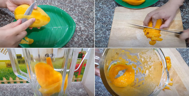 Cách làm trà sữa xoài cần sơ chế xoài chín