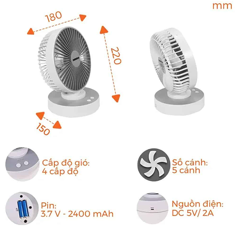 Quạt sạc mini Nanoco NRF6215W