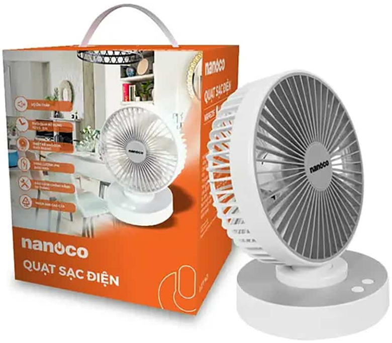 Quạt sạc mini Nanoco NRF6215W 4 chế độ