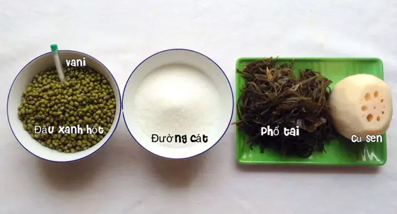 Cách nấu chè củ sen đậu xanh: Nguyên liệu