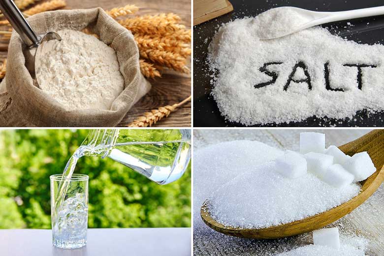 Hướng dẫn làm trân châu trắng với bột mì gồm các nguyên liệu