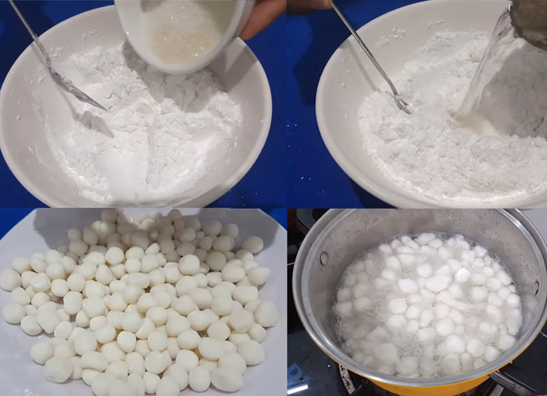 Hướng dẫn làm trân châu trắng với bột mì các công đoạn thực hiện