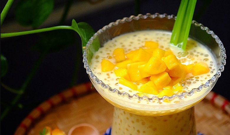 Cách làm chè xoài bột báng: thành phẩm