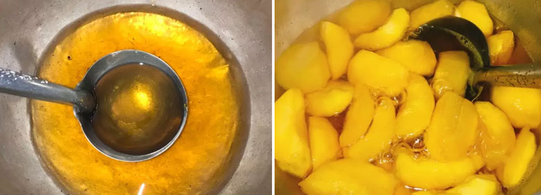 Cách làm trà sữa đào tiếp theo cần nấu đào với đường