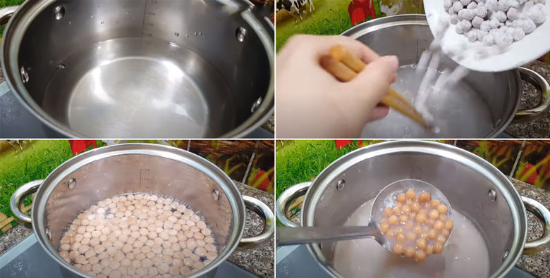 Cách làm trà sữa hạt dẻ khi trân châu đem đi luộc