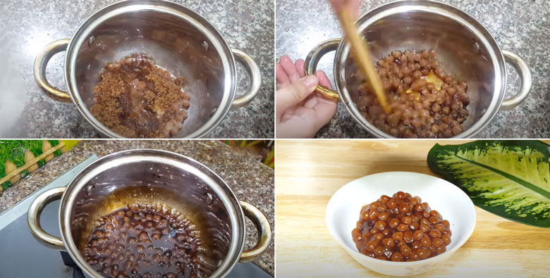 Cách làm trà sữa hạt dẻ nấu trân châu với đường