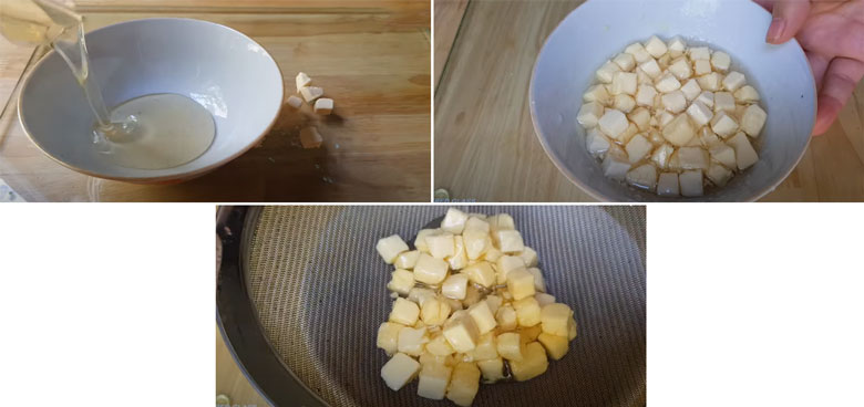 Làm trân châu phô mai tiếp theo ngâm phô mai với đường nước