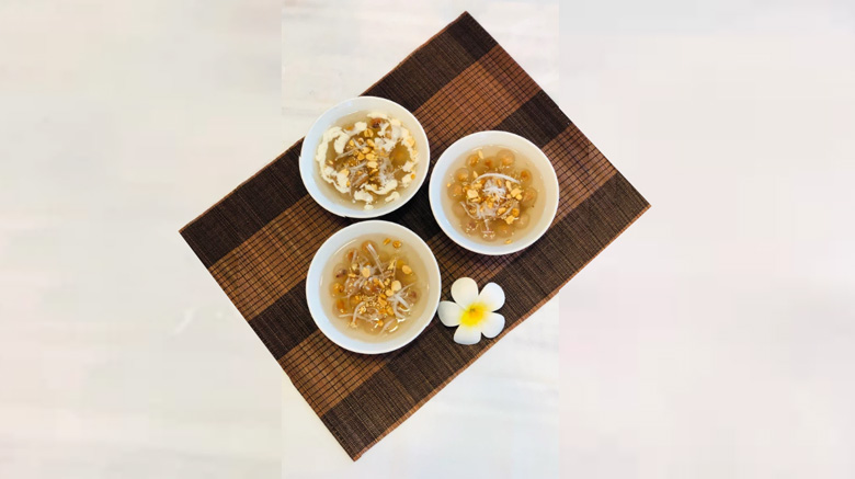 Cách nấu chè bột lọc nhân đậu phộng: thành phẩm