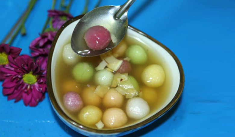 Cách nấu chè bột lọc nhân nhiều màu: thành phẩm