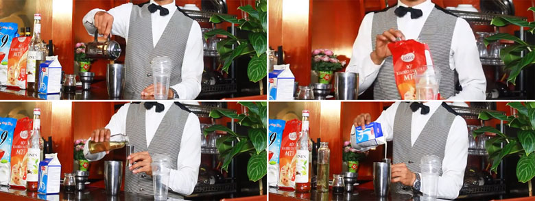 Cách làm trà sữa cafe tỷ lệ pha trà sữa cà phê bột sữa, nước đường và whipping cream