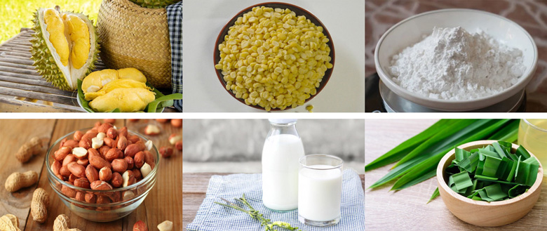 Cách làm chè sầu riêng đậu xanh: Nguyên liệu