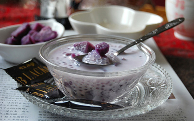 Cách nấu chè khoai lang bột báng: thành phẩm