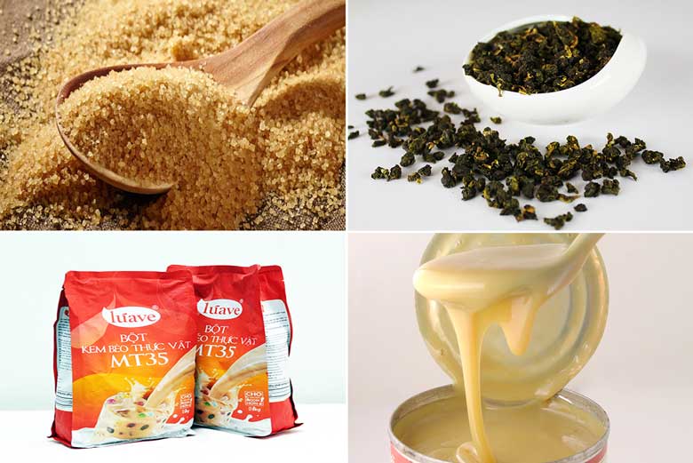 Cách làm trà sữa ô long chuẩn bị đầy đủ nguyên liệu