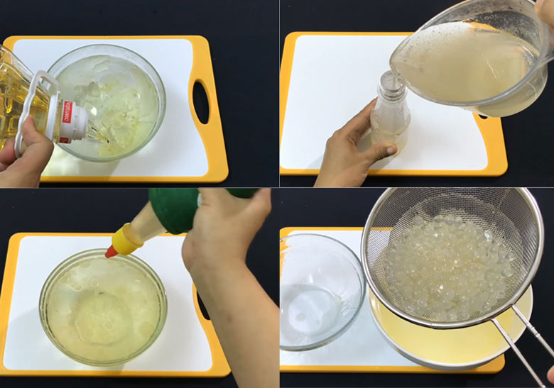 Cách làm trà sữa bơ thực hiện nặn các hạt trân châu trắng