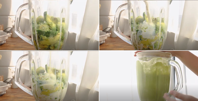 Cách làm trà sữa bơ thực hiện xay nhuyễn bơ