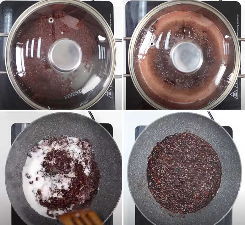 Cách làm topping đậu đỏ tiếp theo mang đậu đỏ nấu và xào đậu