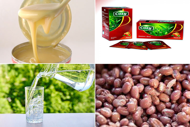 Nguyên liệu chuẩn bị pha trà sữa đậu đỏ