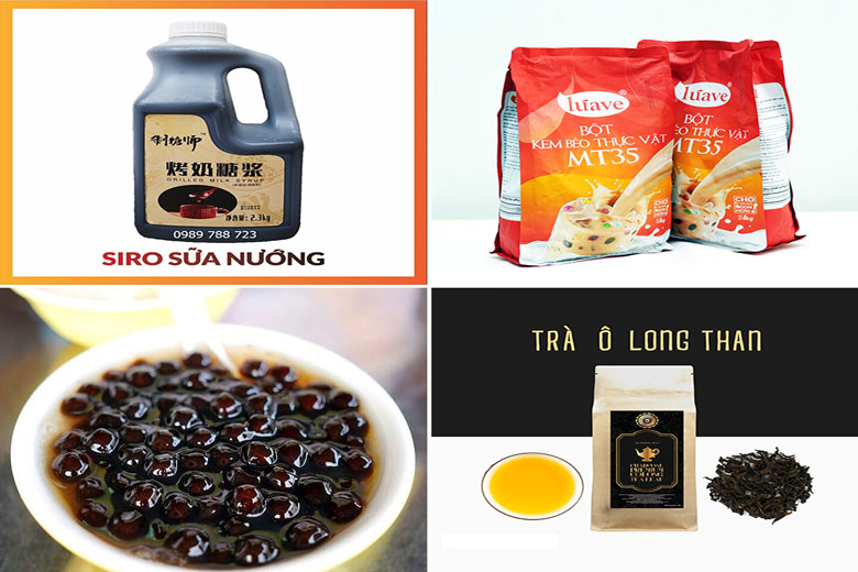 Nguyên liệu cần trong cách làm trà sữa nướng tại nhà