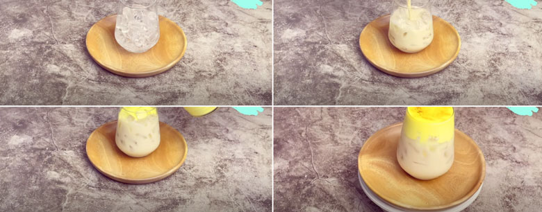 Cho trà sữa trứng nướng ra ly