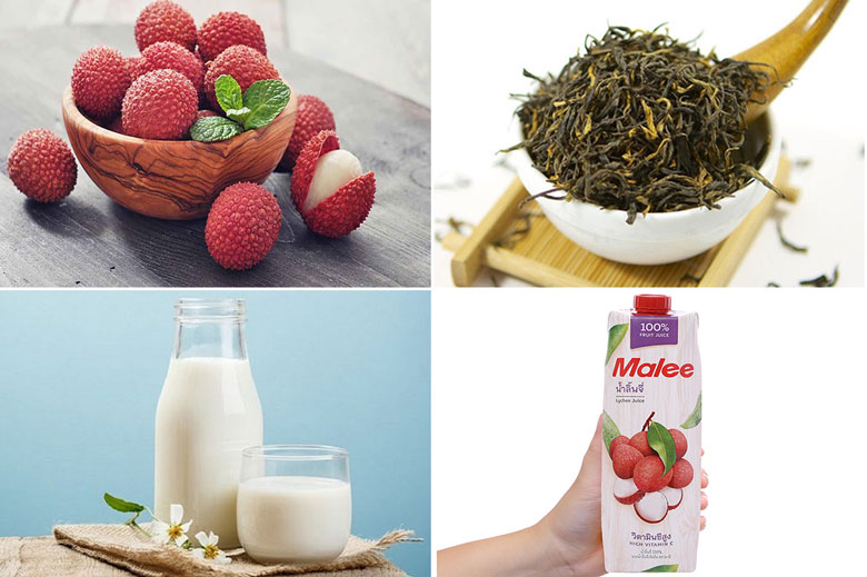 Cách làm trà sữa vải bằng vải tươi với những nguyên liệu sau