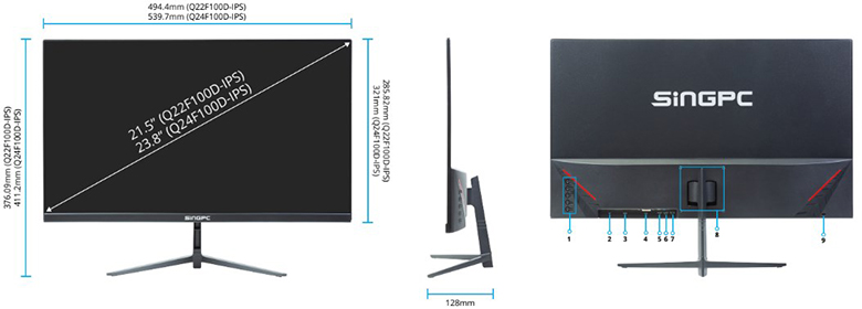 SingPC Q24F100D-IPS đầy đủ kết nối