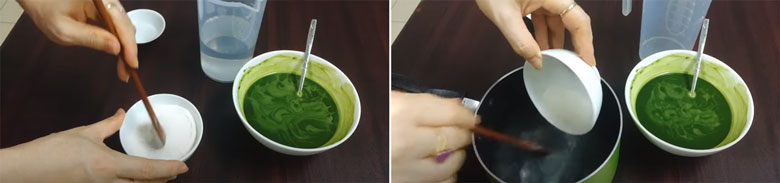 Cách làm trà sữa với bột trà xanh thực hiện trộn bột rau câu