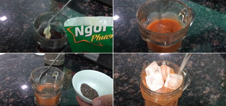 Cách làm trà sữa hạt chia bằng trà thái đỏ pha trà sữa theo tỷ lệ