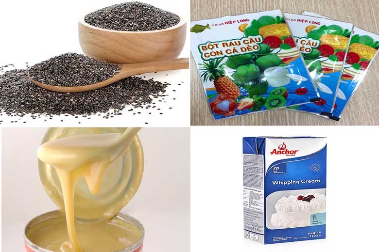 Cách làm trà sữa hạt chia với thạch kem hạt chia chuẩn bị nguyên liệu